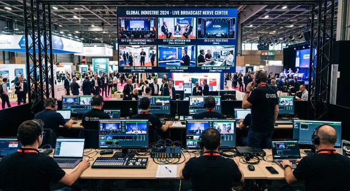 Global Industrie pour GL Events : régie broadcast 6 chaînes live simultanées, 8 régies vidéo, 4 jours non-stop